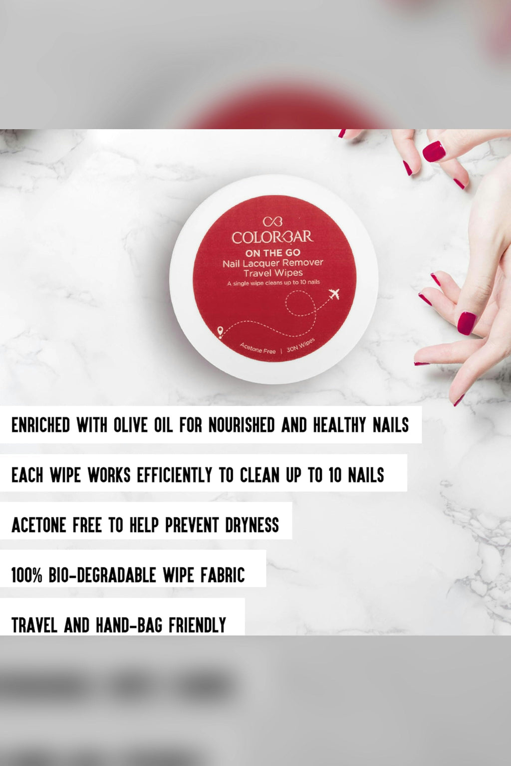 Colorbar On The Go Nail Lacquer Remover Wipes, Sunshine Rose
