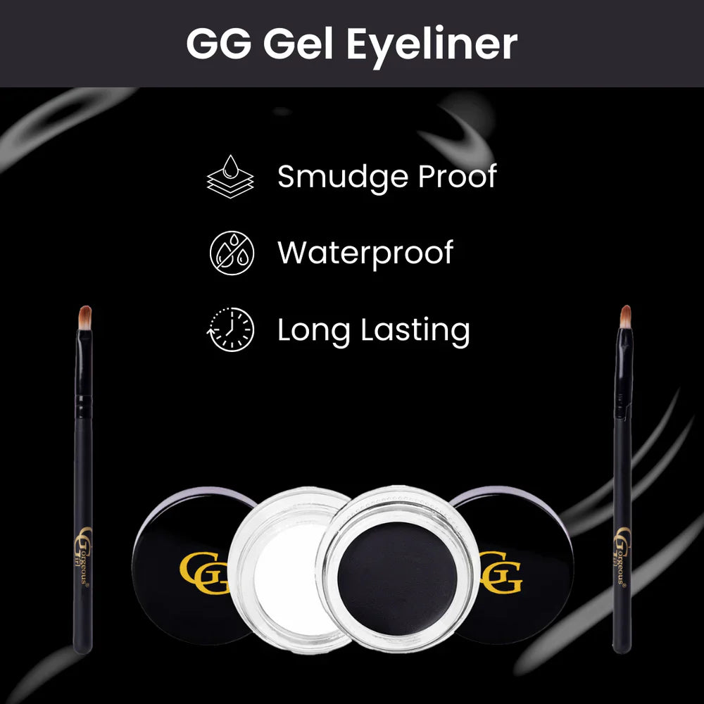 Gorgeous Girl 2-In-1 Matte Waterproof & Smudge Proof Gel Eyeliner With Brush - Black & White