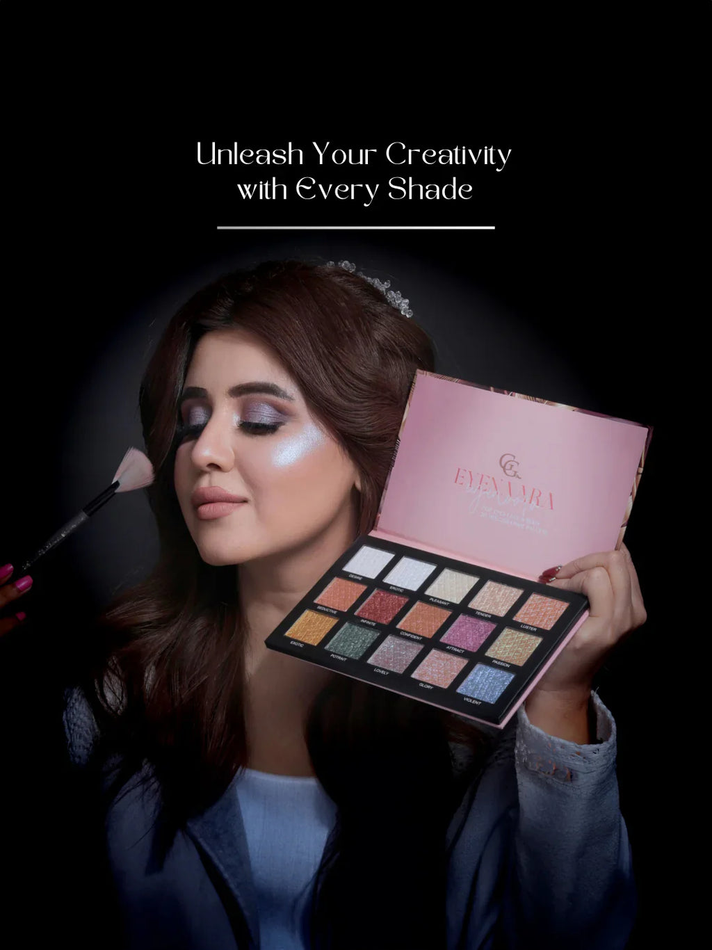 Gorgeous Girl EYENARA 2-in-1 3D Holographic Highlighter & Eyeshadow Palette | 15 Highly Pigmented Shades, 75g