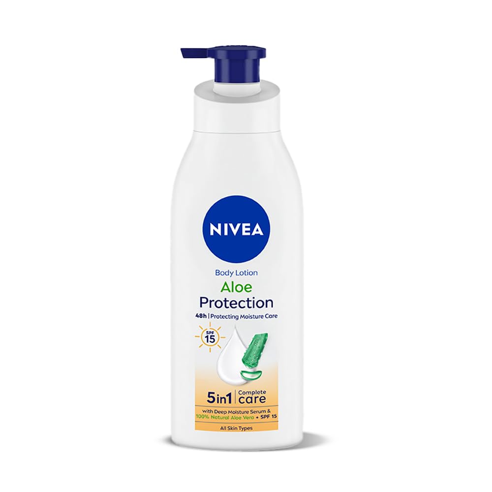 NIVEA Aloe Protection Body Lotion 400 ml | SPF 15 | Aloe Vera Extracts | Dep Moisture Serum | Men and Women | All Skin Type