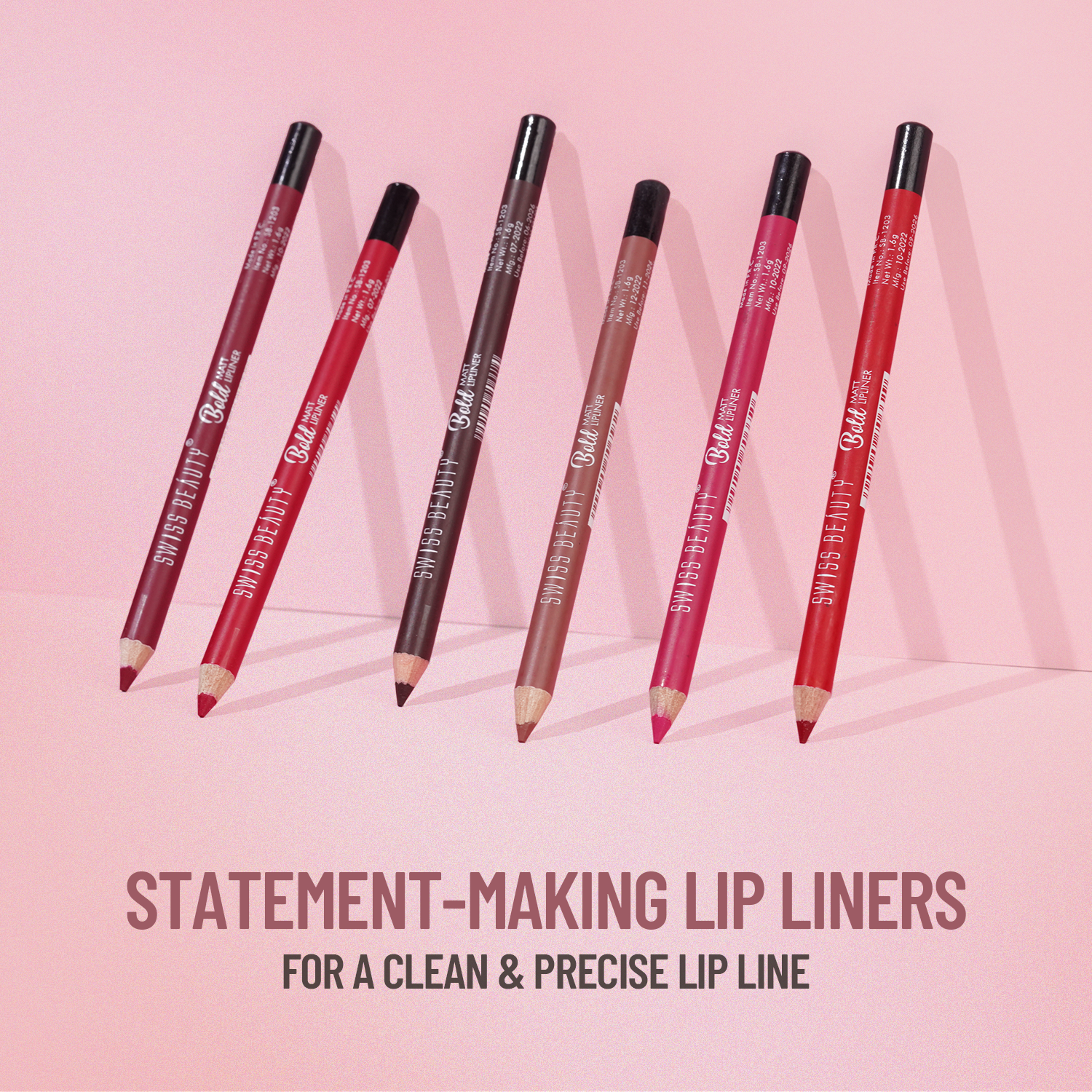 Swiss Beauty Bold Matte Lipliner Pack Of 12 Pcs