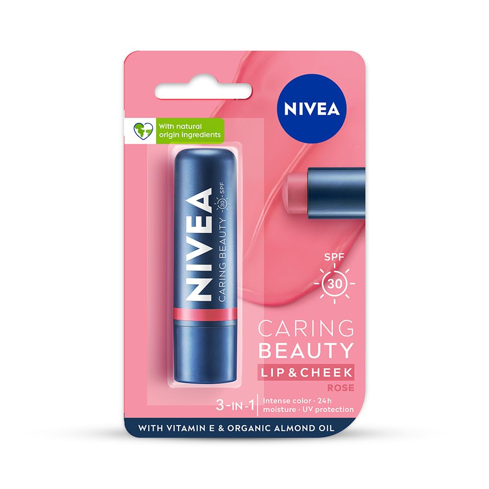 NIVEA Lip Caring Beauty ROSE Lip Balm | Lip & Cheek Tint with SPF 30