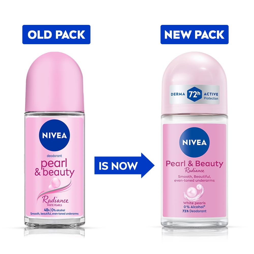 Nivea Women Deodorant Roll On Pearl & Beauty Radiance 50 Ml | For Eventoned Smooth & Beautiful Underarms