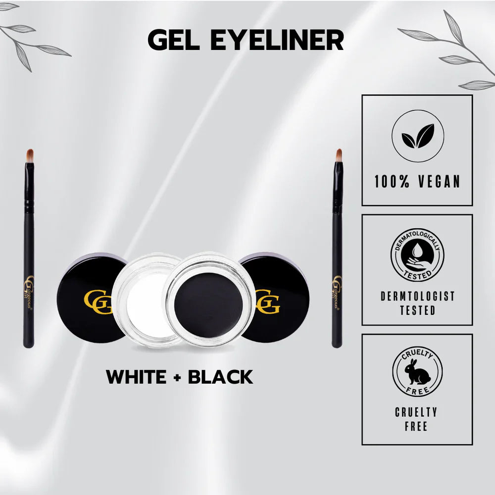 Gorgeous Girl 2-In-1 Matte Waterproof & Smudge Proof Gel Eyeliner With Brush - Black & White