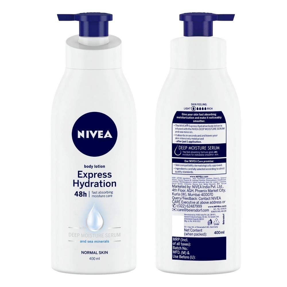 NIVEA Body Lotion For Men & Women, Express Hydration, for Fast Absorption, 400 ml