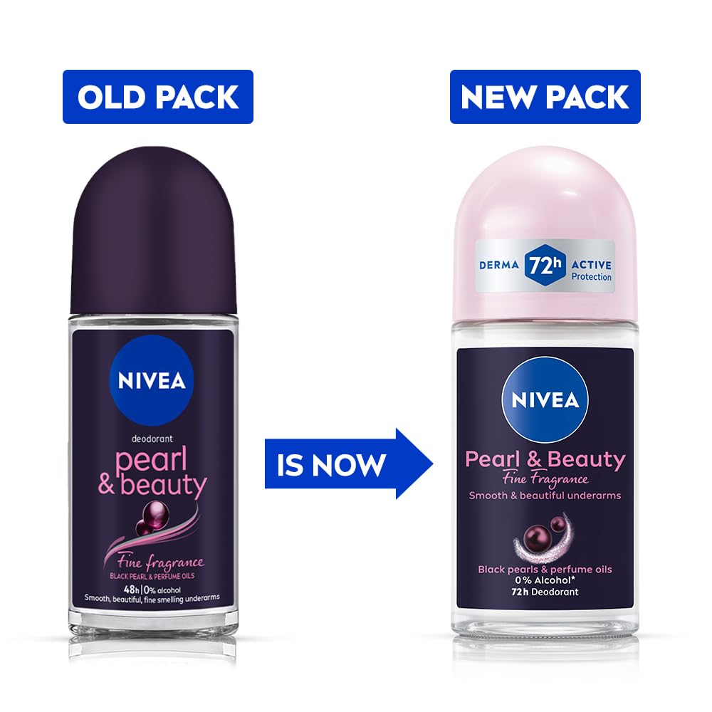 NIVEA Women Deodorant Roll On Pearl & Beauty Fine Fragrance 50 ml | For Fragrant Smooth & Beautiful Underarm Skin