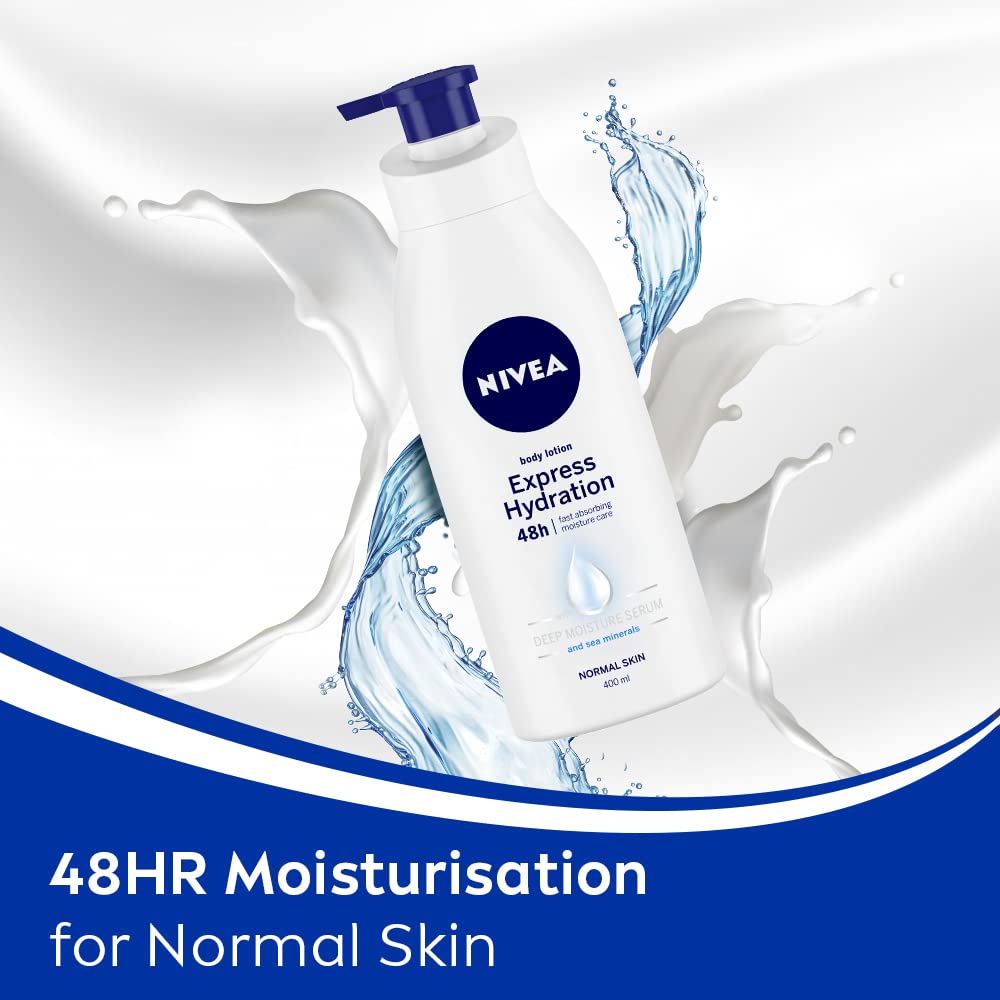 NIVEA Body Lotion For Men & Women, Express Hydration, for Fast Absorption, 400 ml