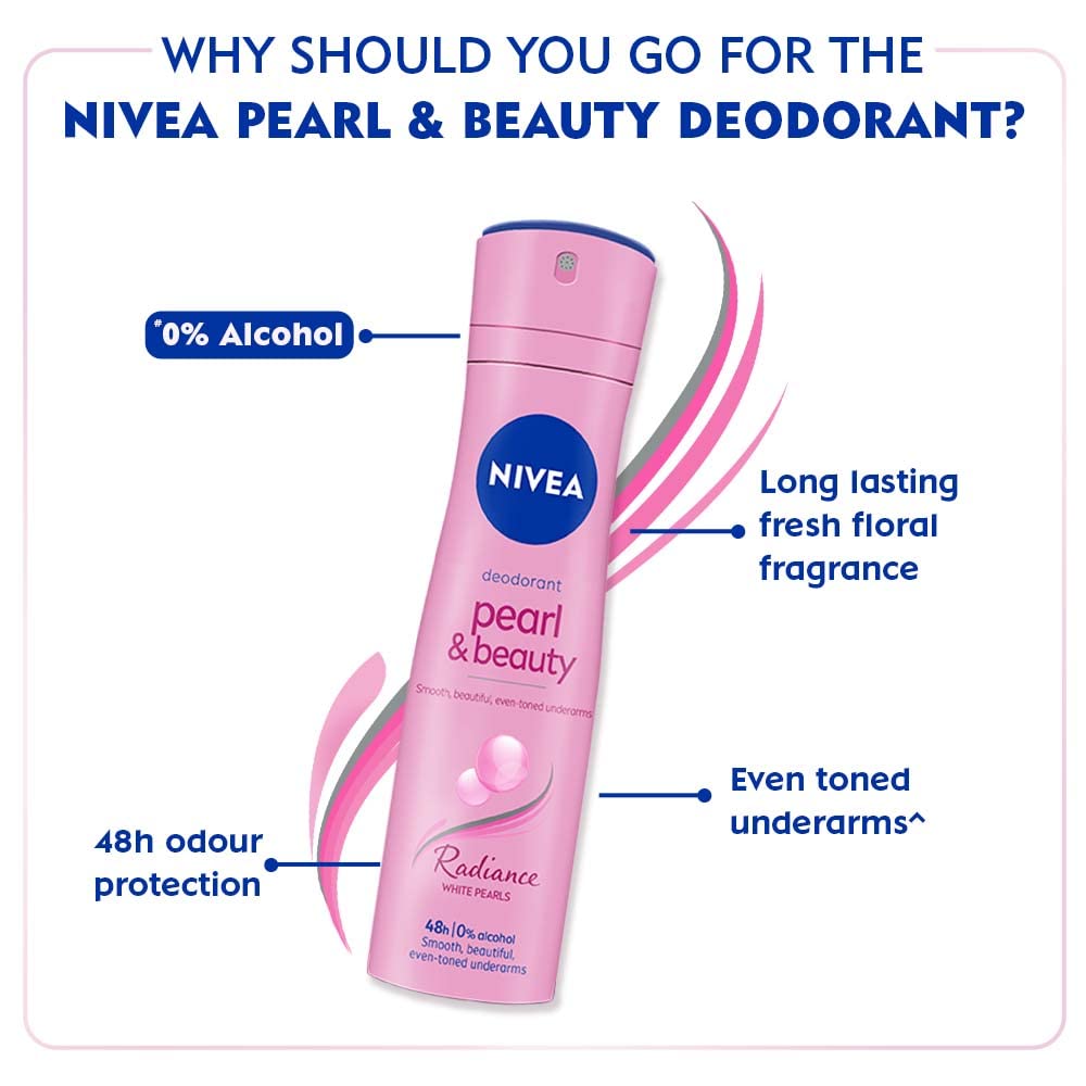 Nivea Female Pearl & Beauty Radiance Citrus Scent Liquid Deodorant 150 Ml | For Eventoned Smooth & Beautiful Underarms