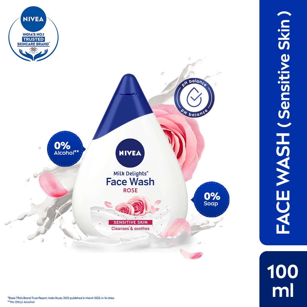 Nivea Milk Delights Face Wash With Rose For Sensitive Skin, 100 ml