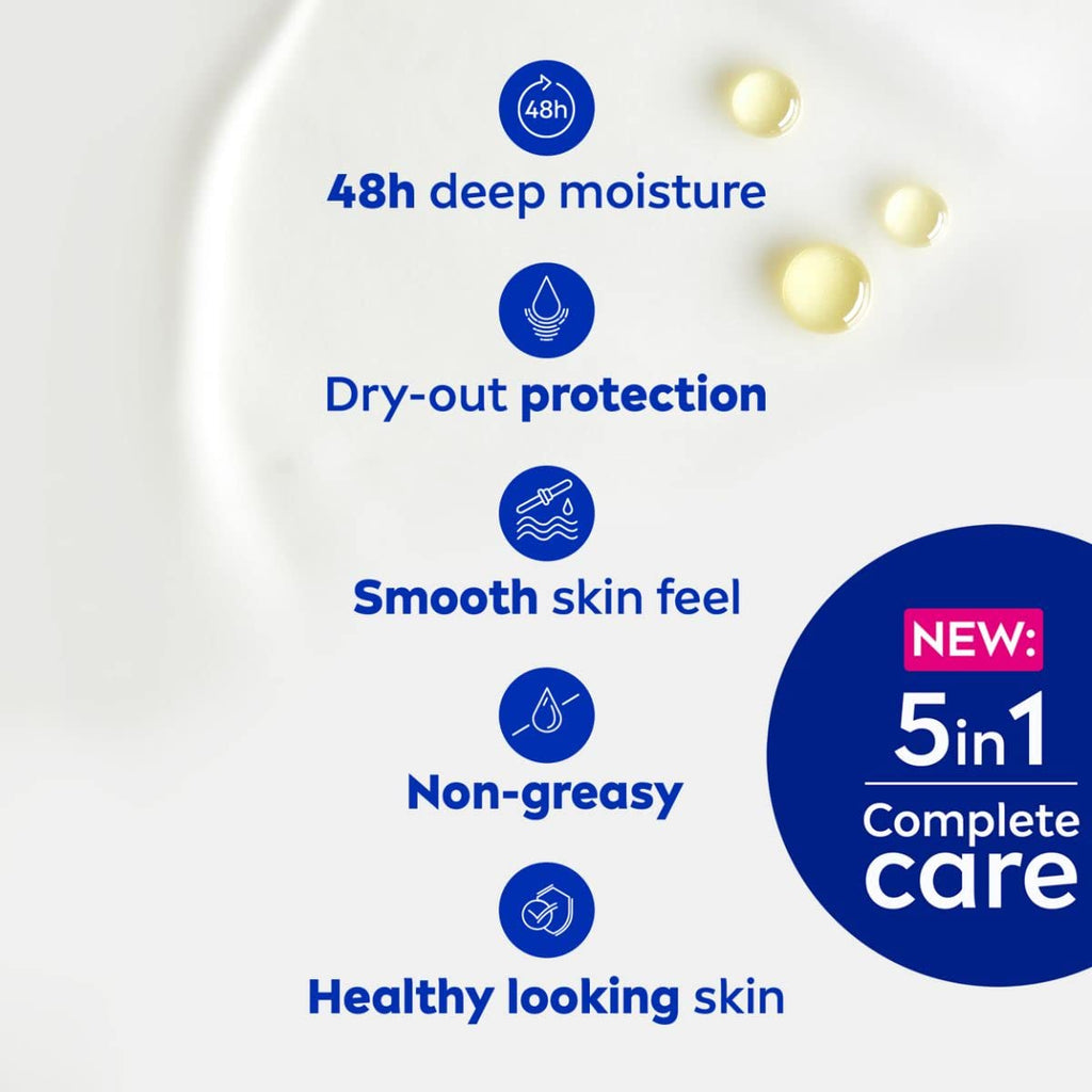 NIVEA Shea Smooth 200ml Body Lotion | 48 H Moisturization | With Deep Moisture Serum & Shea Butter | Non Greasy & Healthy Looking Skin |For Dry Skin
