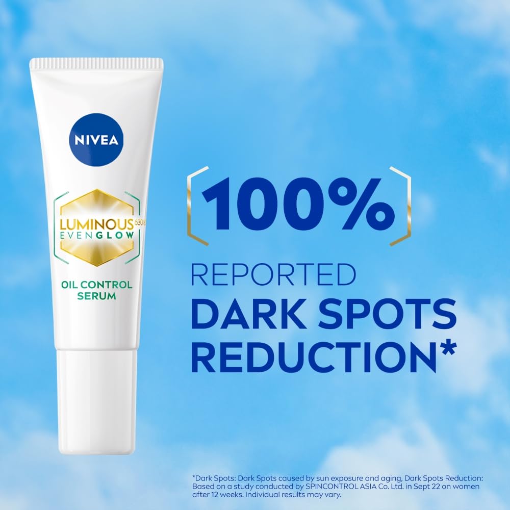 NIVEA Luminous Even Glow Oil Control Face Crème & Moisturiser Serum with Thiamidol (60X more effective than Vitamin C), Salicylic Acid, Hyaluronic Acid, Green Tree extracts for Dark Spots Reduction & Hydration| 10ml