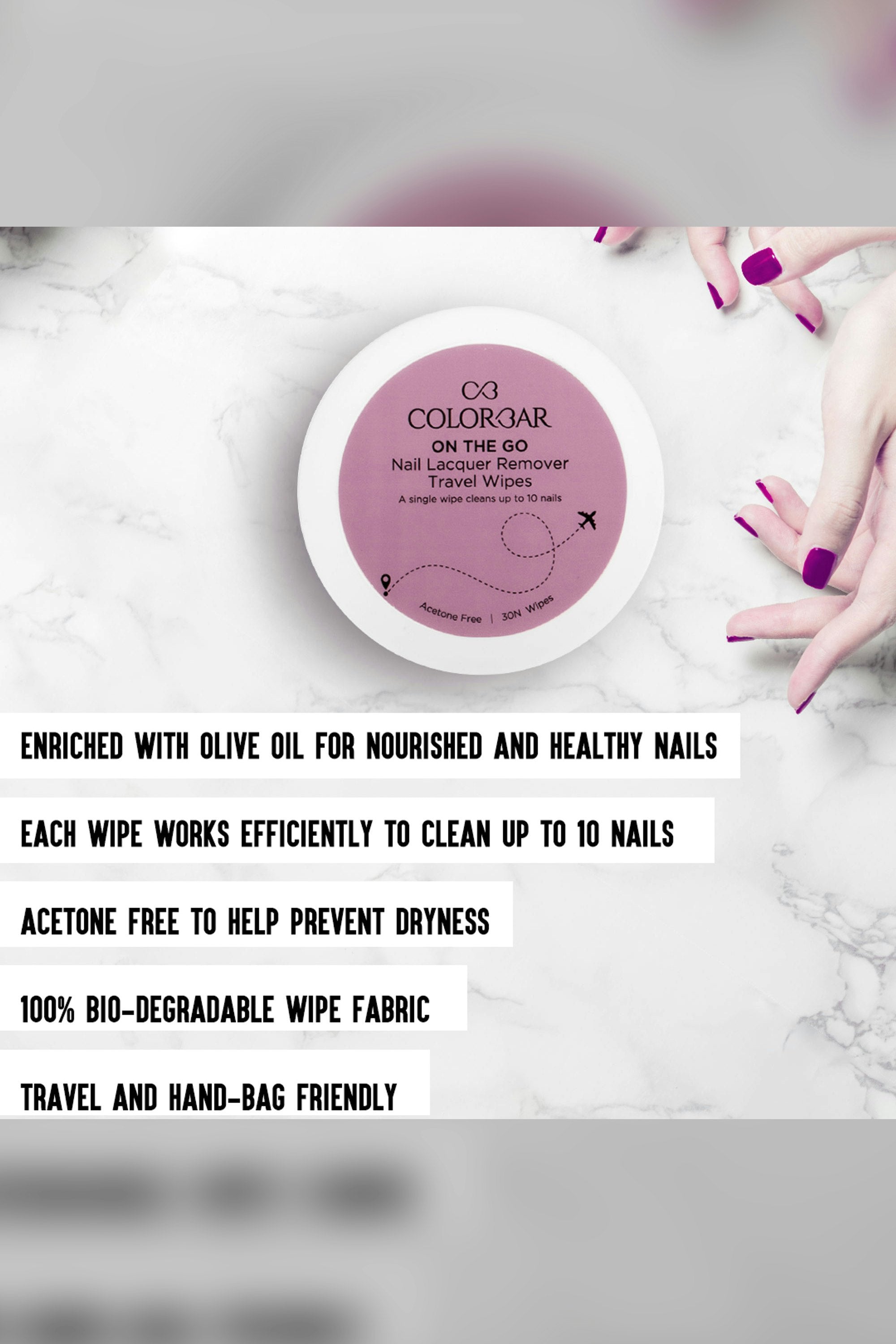 Colorbar On The Go Nail Lacquer Remover Wipes, Rainbow Bouquet