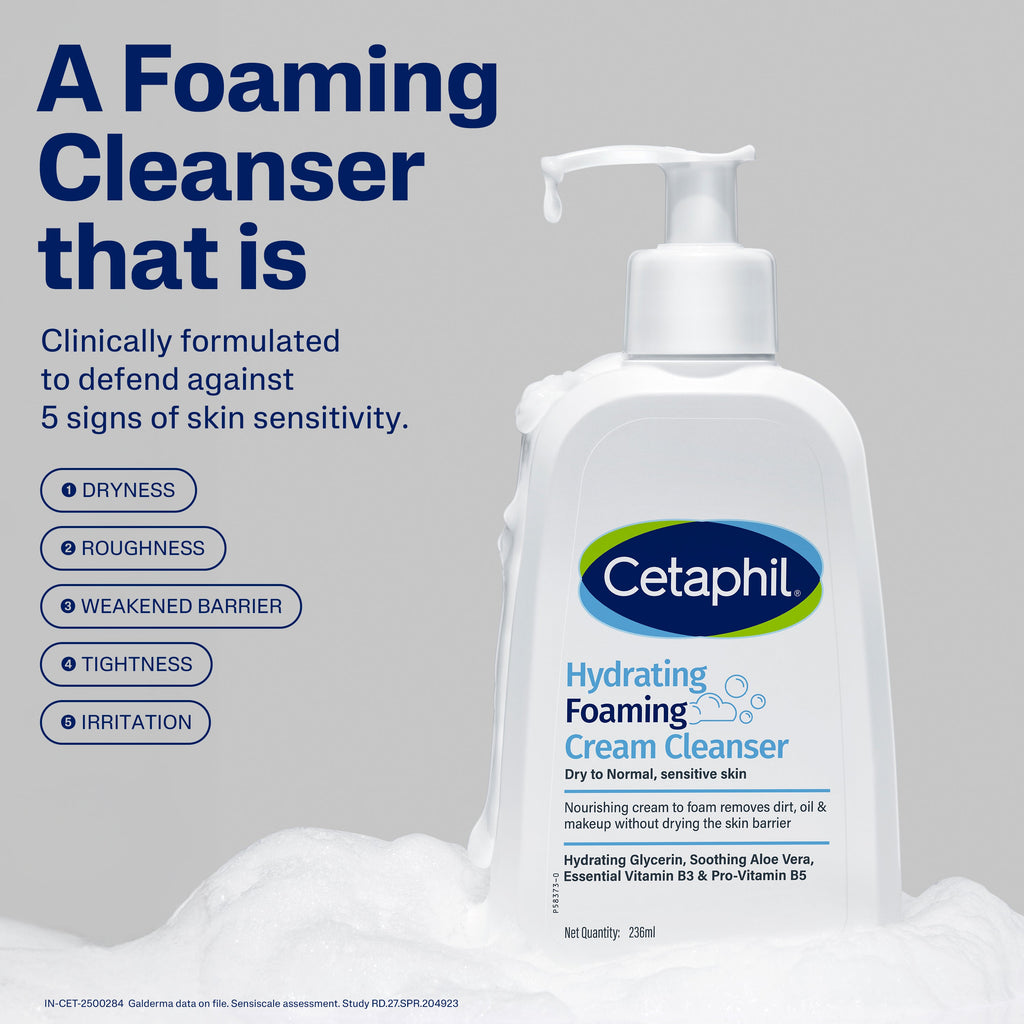Cetaphil Hydrating Foaming Cream Cleanser 236 ml | Dermat Tested