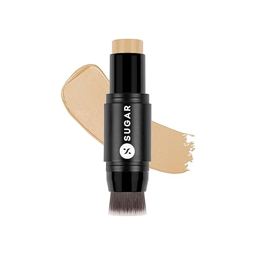 SUGAR Cosmetics Ace Of Face Foundation Stick with In-Built Brush | Lasts 24hrs | Full Coverage Foundation for Women | 7gm