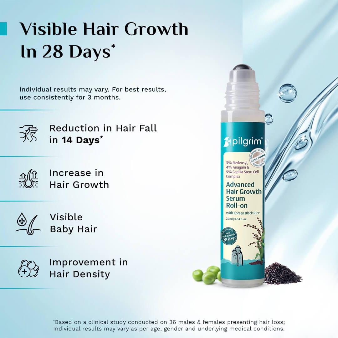 Pilgrim 3% Redensyl, 4% Anagain & 5% Capilia Stem Cell Complex Advanced Hair Growth Serum Roll-On