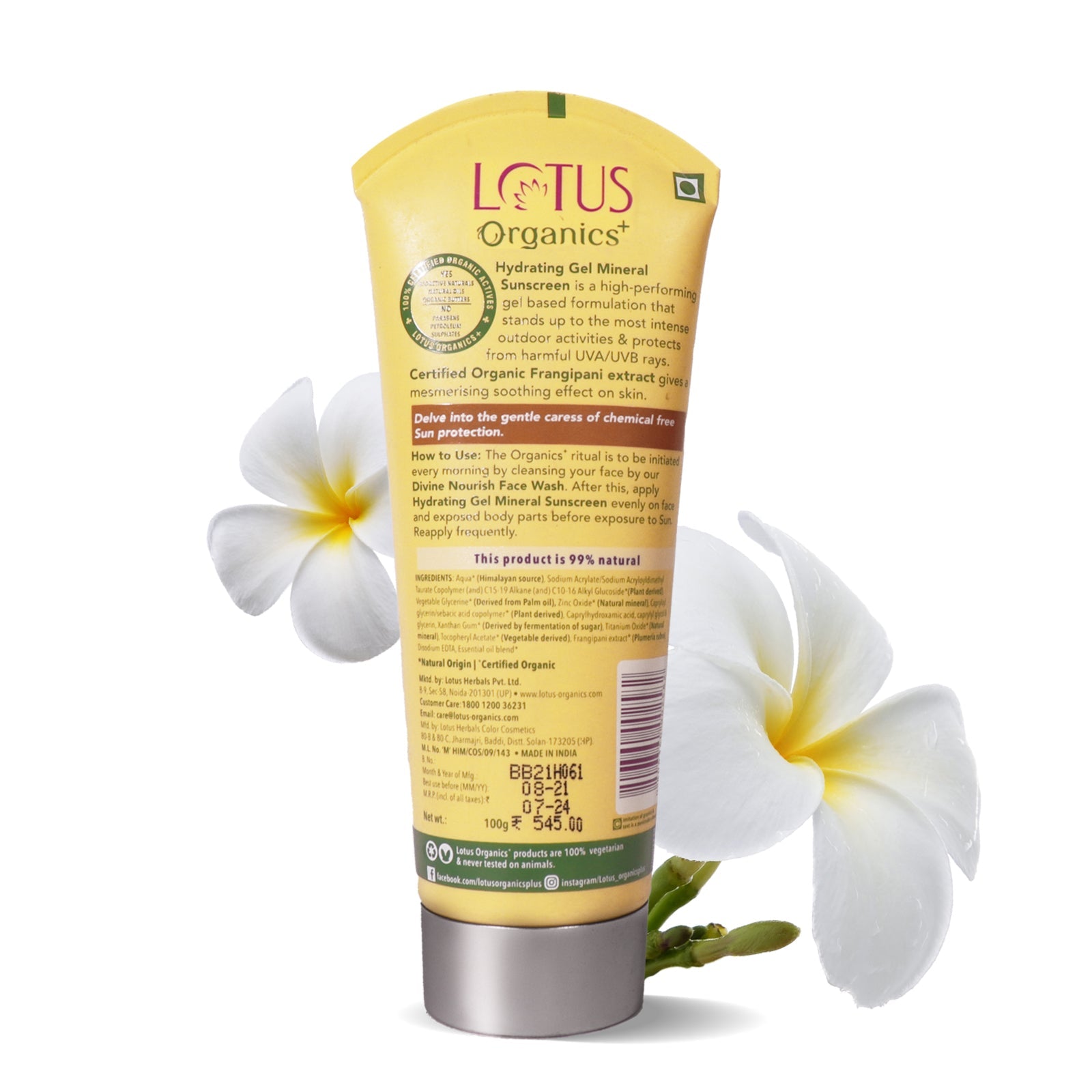 Lotus Organics+ Hydrating Gel Mineral Sunscreen SPF 30 PA+++