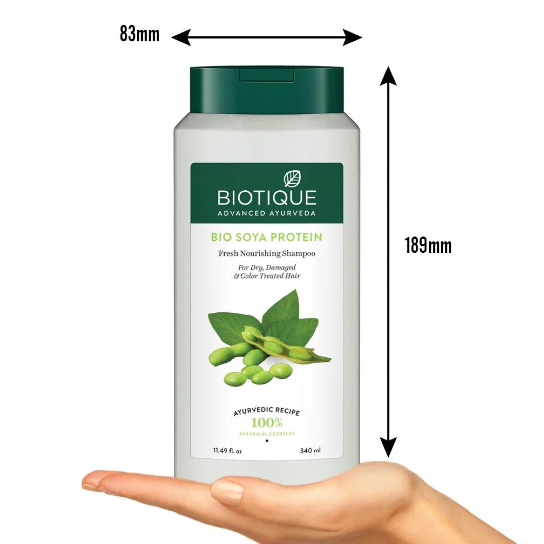 Biotique Soya Protein Fresh Nourishing Shampoo | Repairs Dry and Damaged Hair |Maintains pH Balance |Promotes Healthy Shiny Hair| Prevents Color Fading | All Skin Types | 340ml