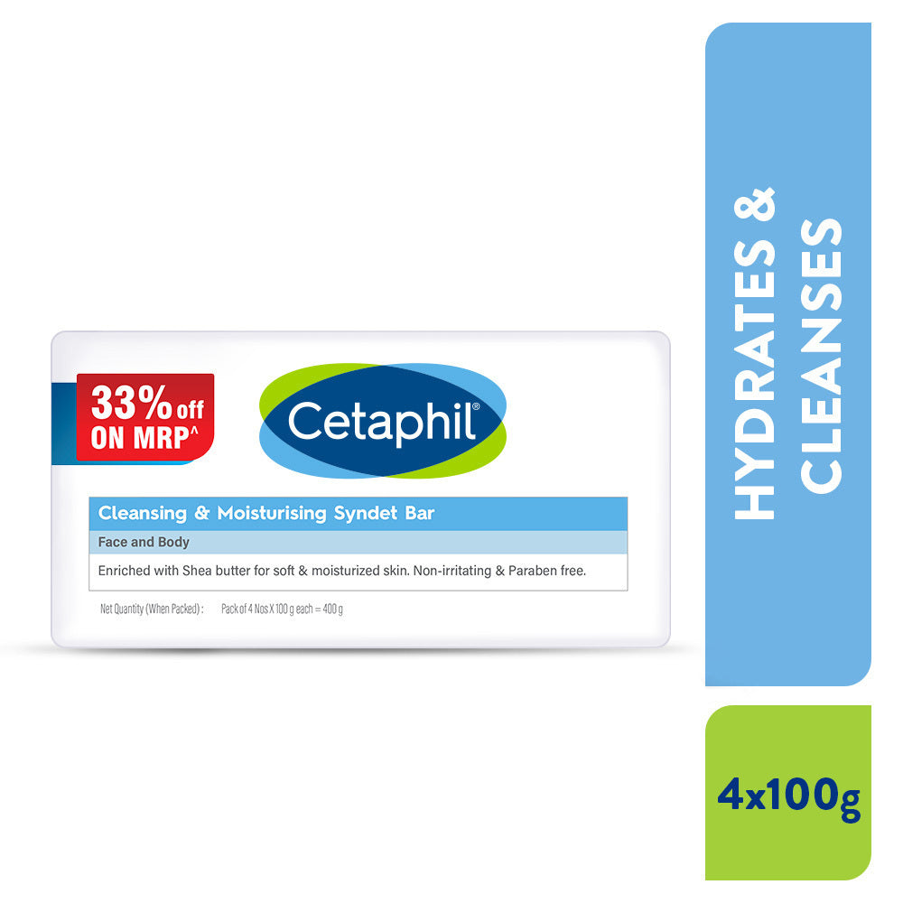 Cetaphil Cleansing Moisturizing Syndet Bar - (4x100gm)