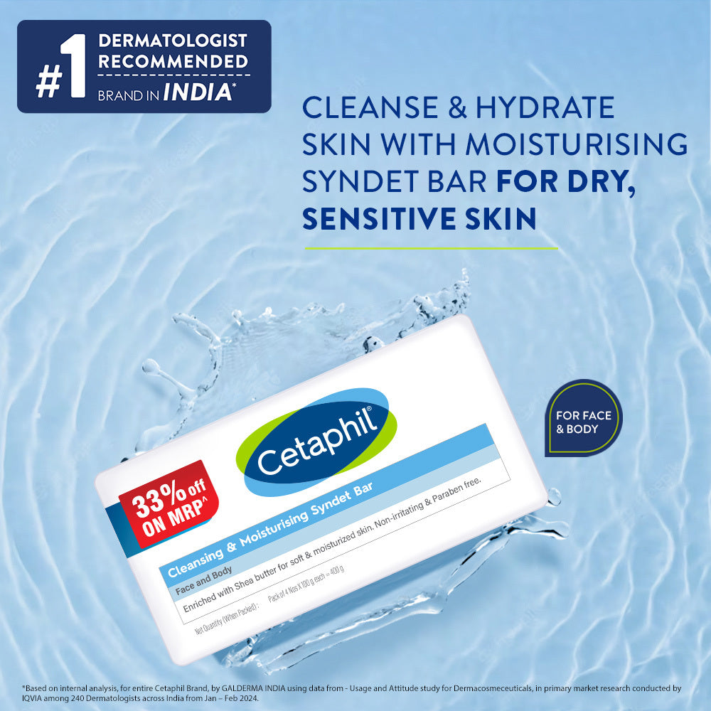 Cetaphil Cleansing Moisturizing Syndet Bar - (4x100gm)