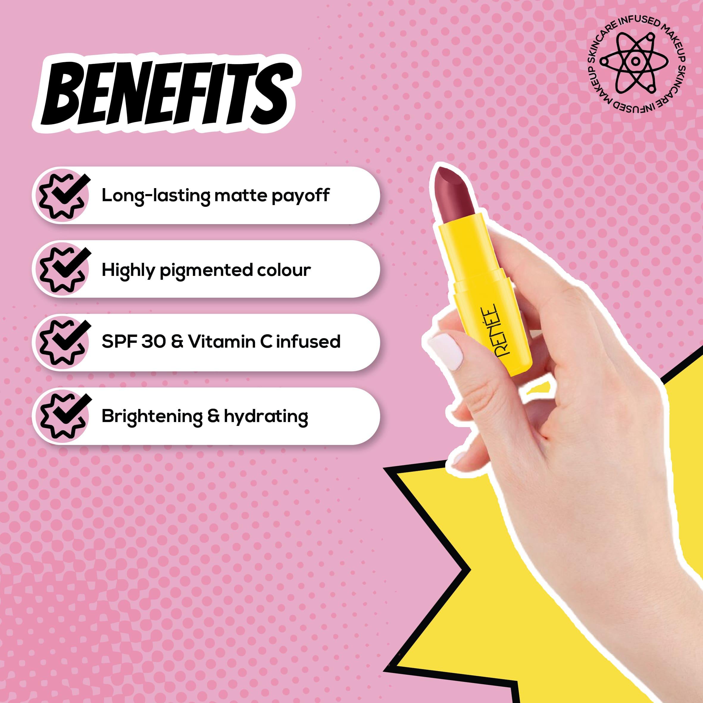 RENEE Everyday Matte Lipstick, 3 g