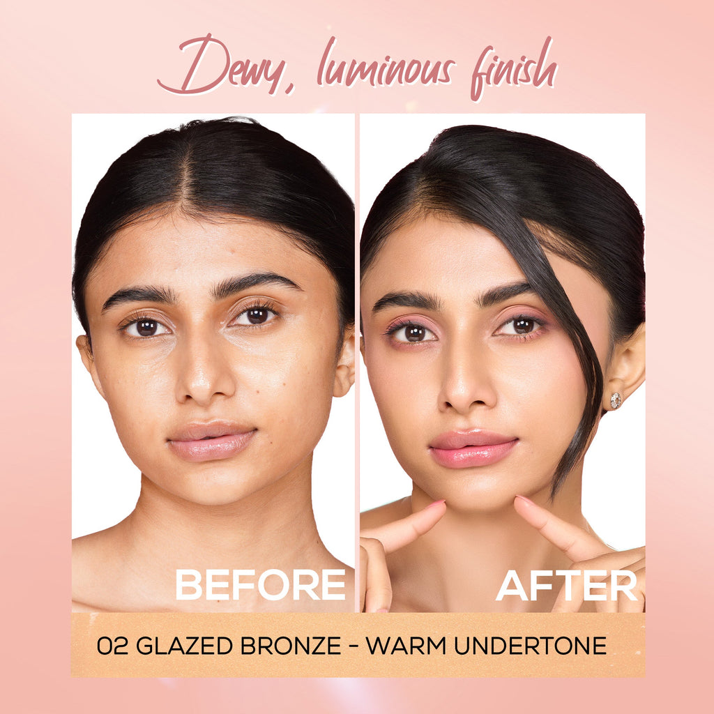 RENEE Lumi Glow Highlighting Liquid Foundation With Dewy Finish, Buildable Coverage & 3D Glow, 30 ml