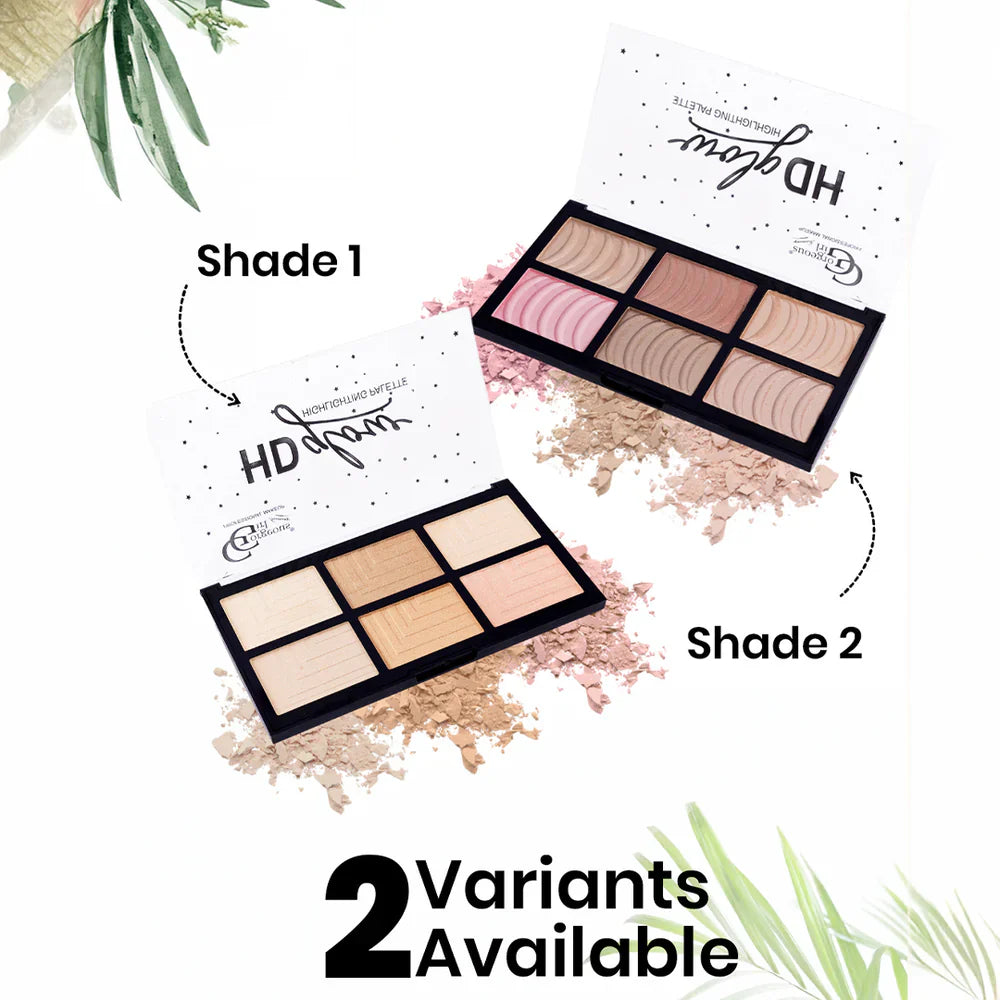 Gorgeous Girl 6 Color HD Glow Highlighter, Highly Pigmented & Blendable For Luminous Finish, 30g