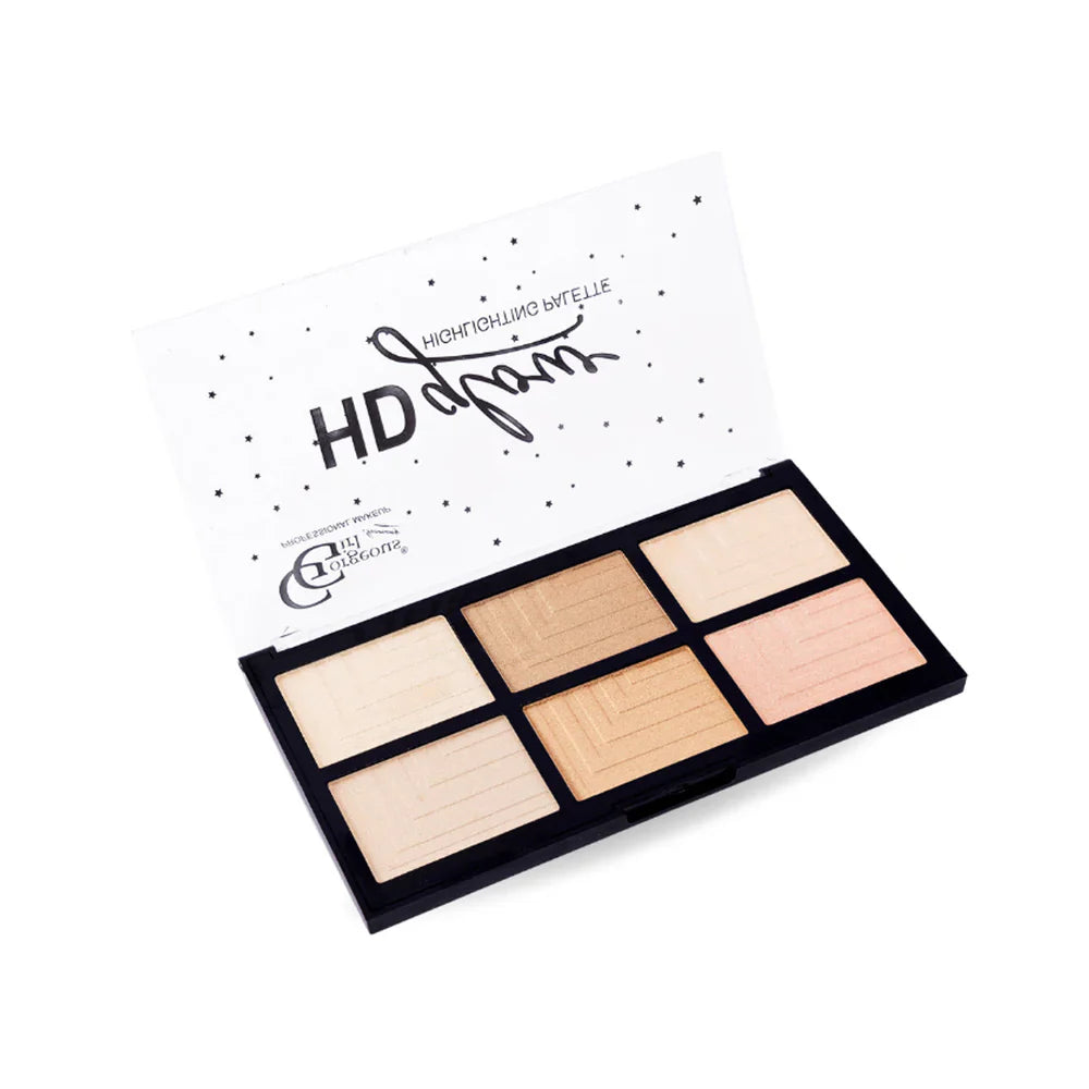 Gorgeous Girl 6 Color HD Glow Highlighter, Highly Pigmented & Blendable For Luminous Finish, 30g
