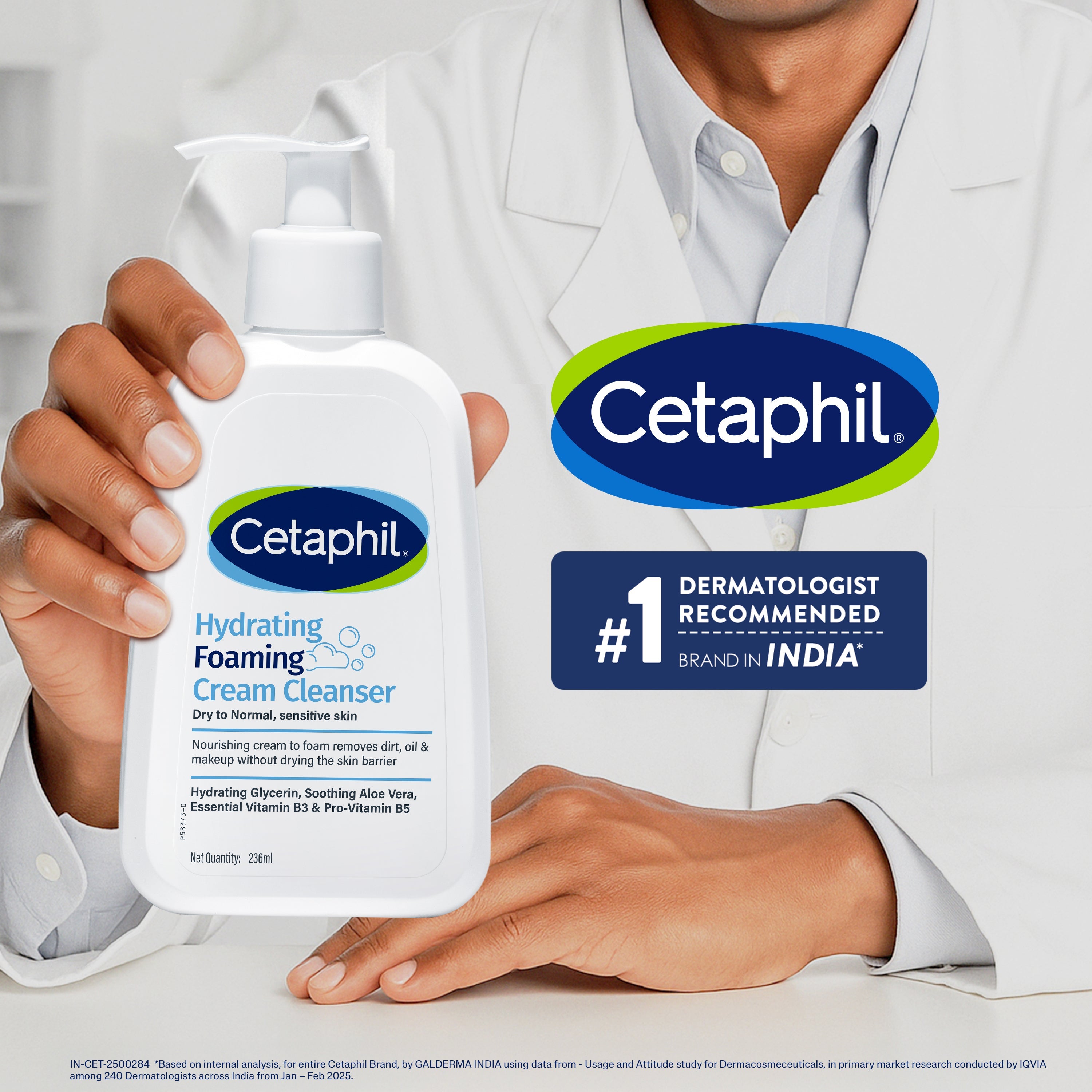 Cetaphil Hydrating Foaming Cream Cleanser 236 ml | Dermat Tested