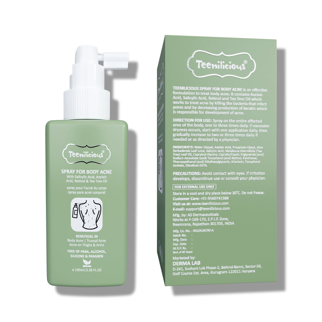 Fixderma Teenilicious Spray For Body Acne - Body Acne Spray With Salicylic Acid, Azelaic Acid And Retinol
