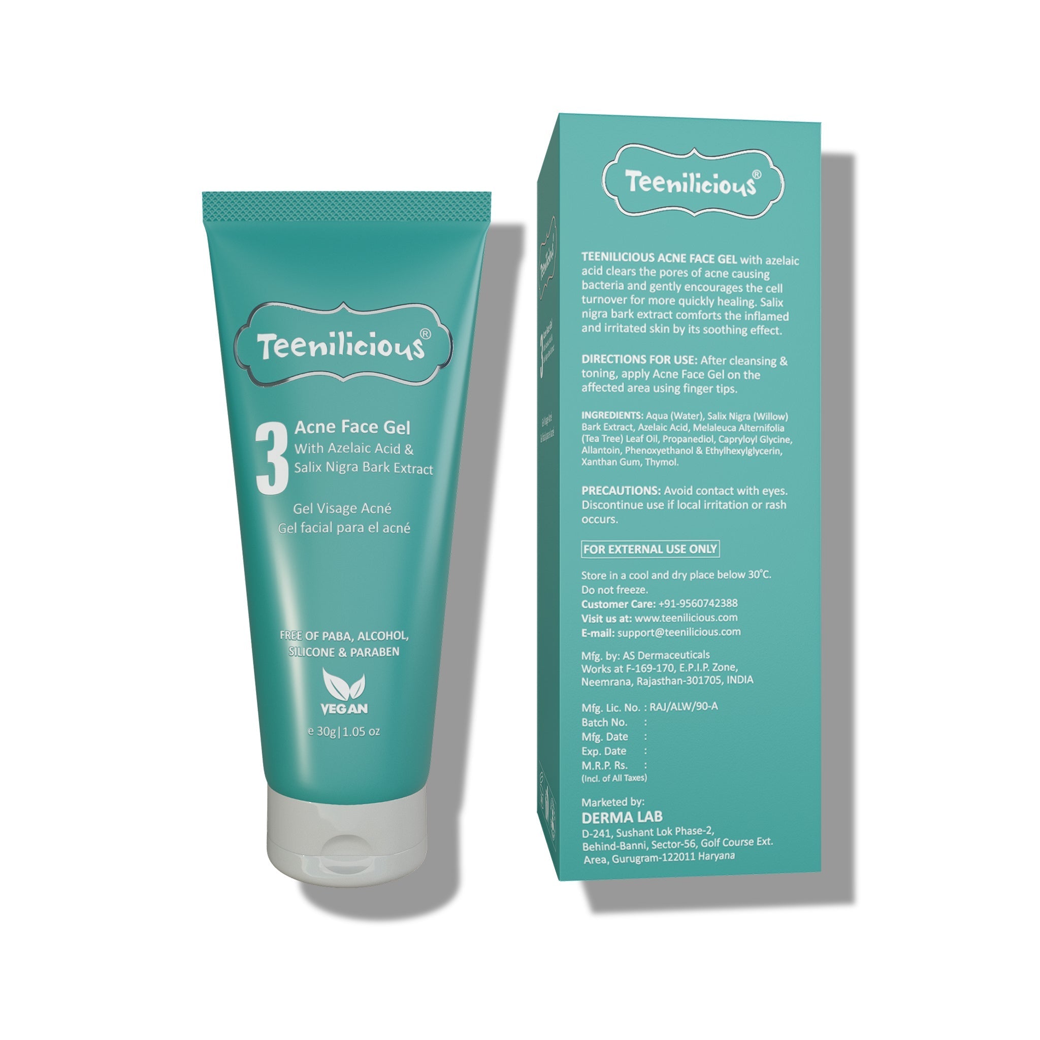 Fixderma Teenilicious Acne Gel With Azelaic Acid - Clear Skin Pores Off Acne Causing Bacteria