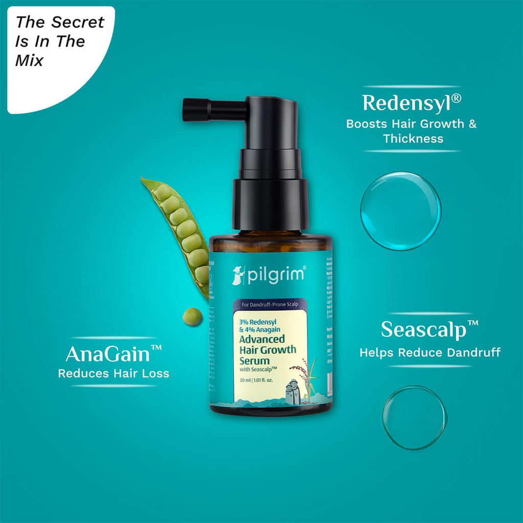Pilgrim 3% Redensyl & 4% Anagain Advanced Hair Growth Serum For Dandruff-Prone Scalp - 30 ml