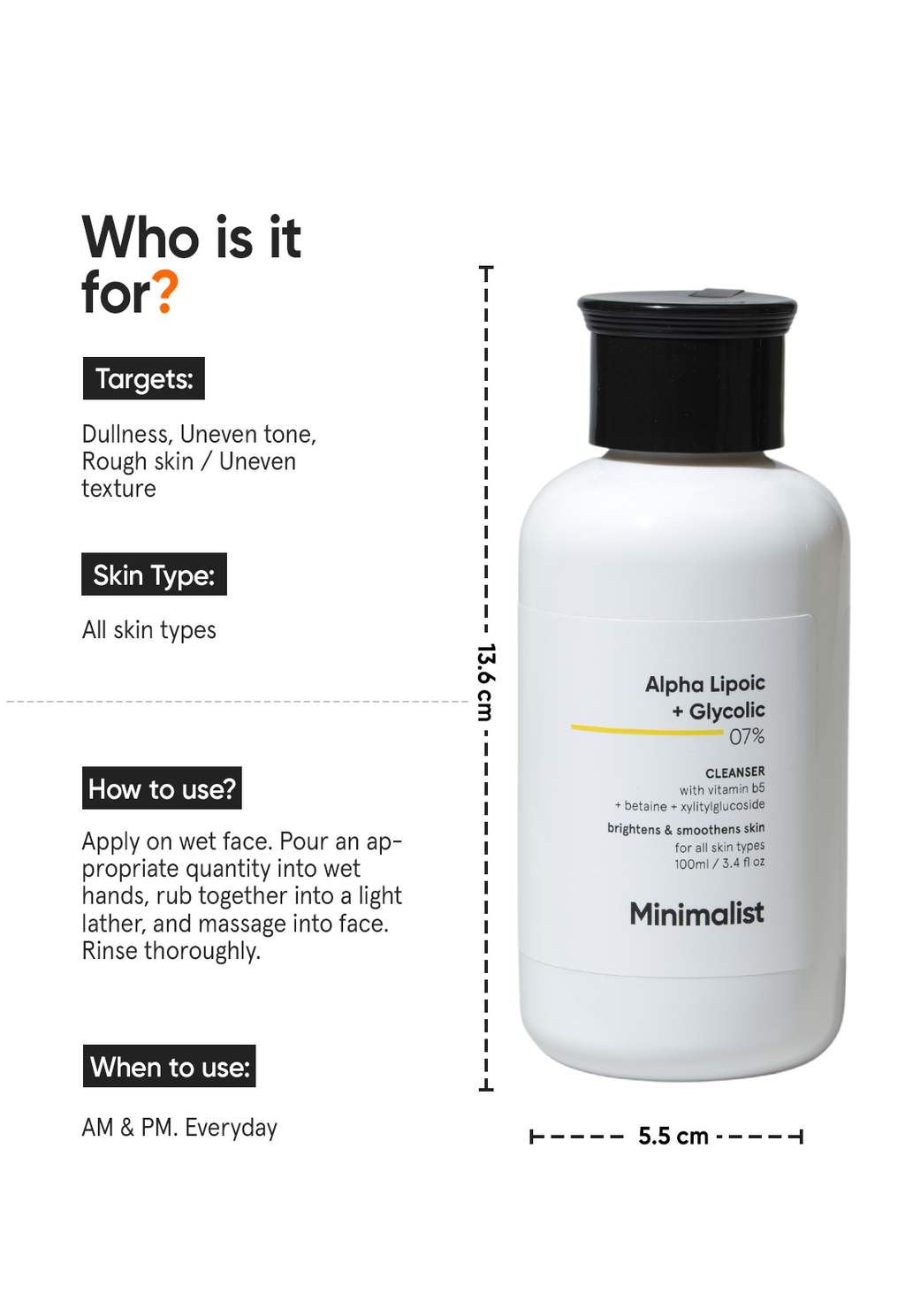 Minimalist Alpha Lipoic + Glycolic 7% Cleanser