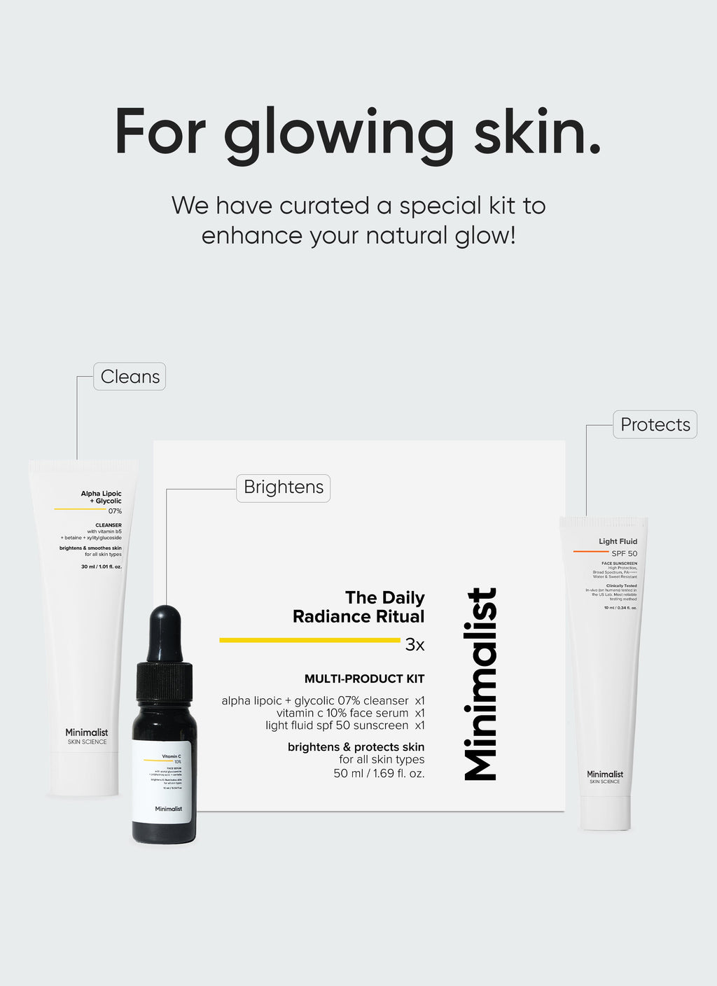 Minimalist The Daily Radiance Ritual 3x Kit 50ml
