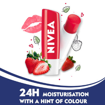 NIVEA Lip Balm ,Fruity Strawberry Shine, 4.8g