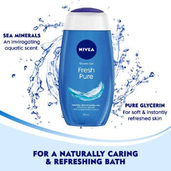 NIVEA Women Shower Gel, Fresh Pure Body Wash, 250ml