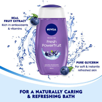 NIVEA Body Wash, Fresh Powerfruit Shower Gel, 250 ml