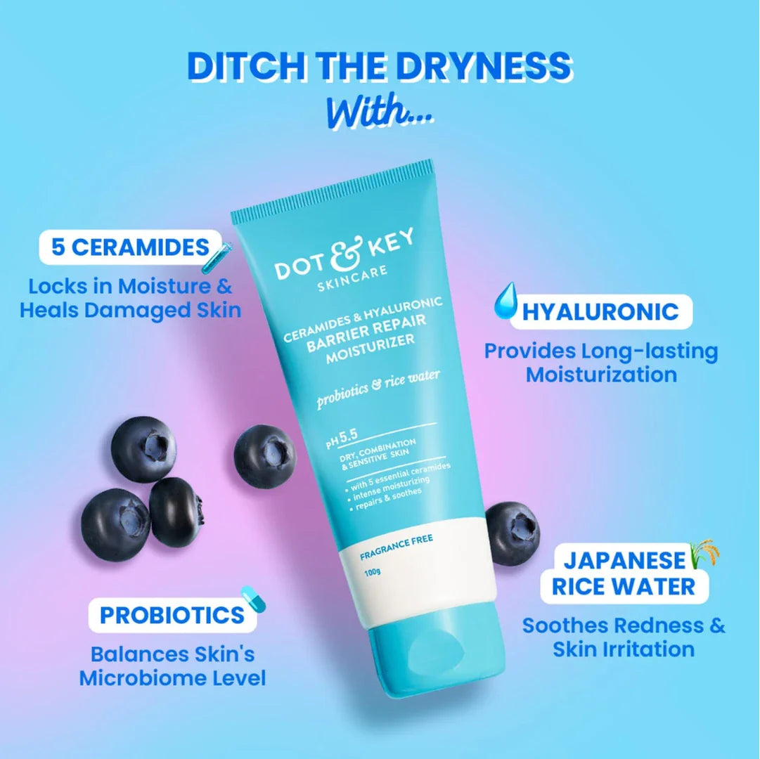 Dot & Key Ceramides & Hyaluronic Barrier Repair Moisturizer With Probiotic & Rice Water (175g)