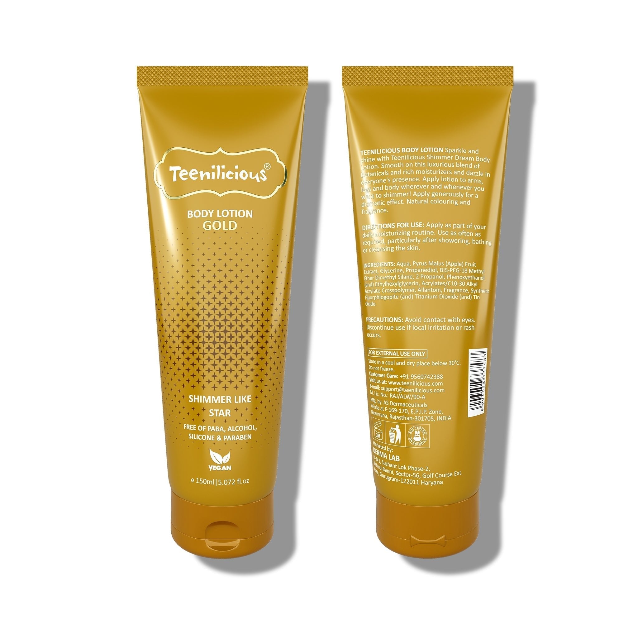 Fixderma Teenilicious Body Lotion Gold Sparkle - Skin Shine Lotion To Add Natural Shimmer