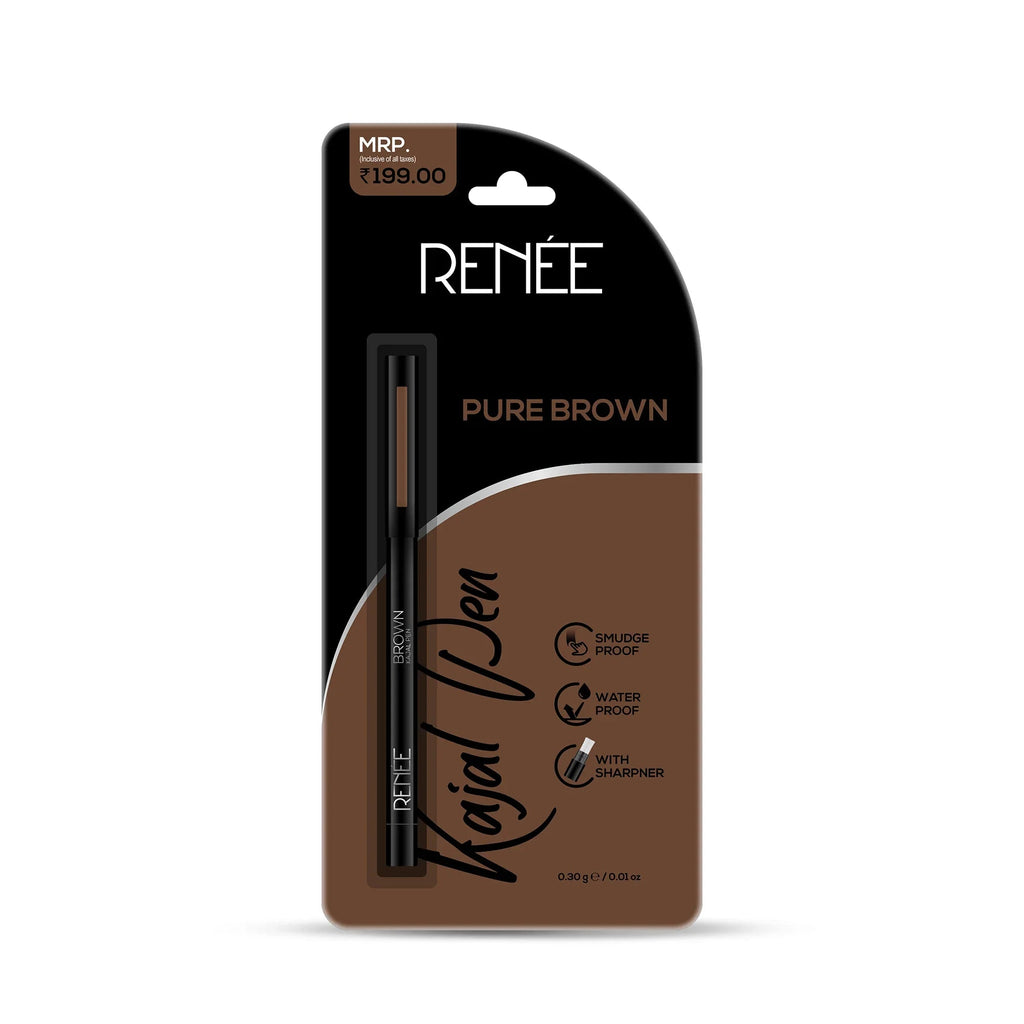 RENEE Pure Brown Kajal Pen with Sharpener, 0.35 g