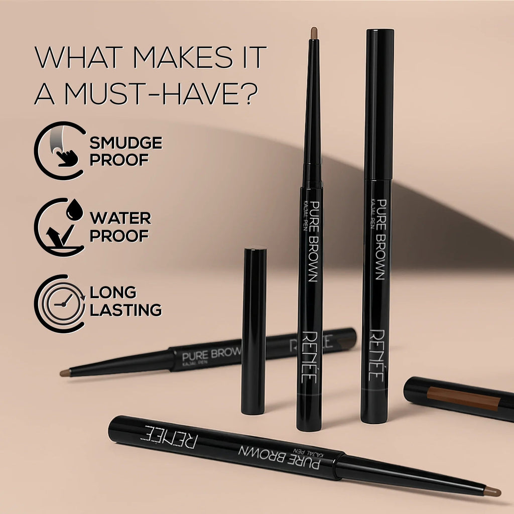 RENEE Pure Brown Kajal Pen with Sharpener, 0.35 g