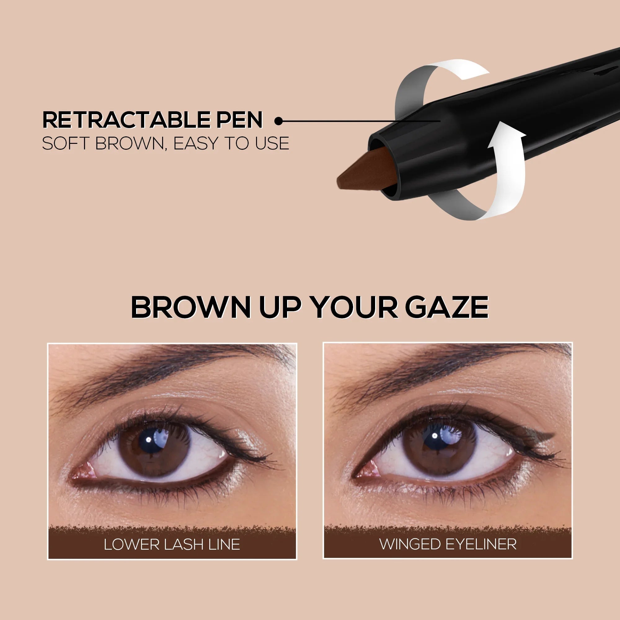 RENEE Pure Brown Kajal Pen with Sharpener, 0.35 g