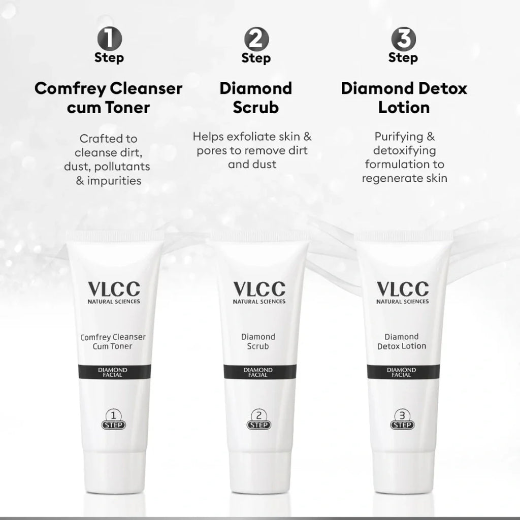 VLCC Diamond Facial Kit - 60g | Skin Purifying with Parlour Glow |