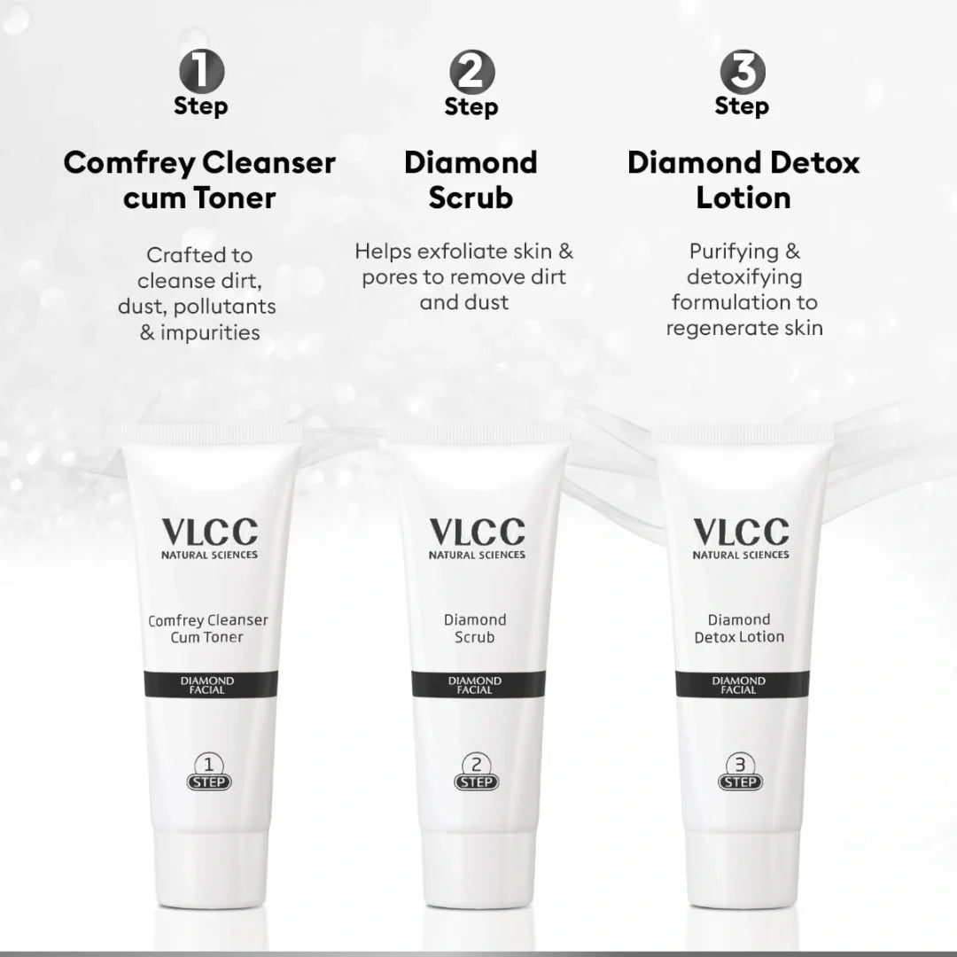 VLCC Diamond Facial Kit - 60g | Skin Purifying with Parlour Glow |