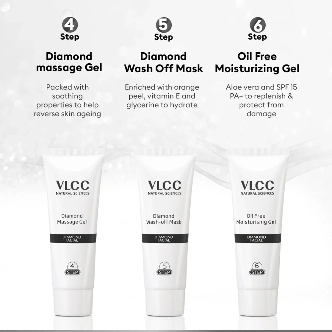 VLCC Diamond Facial Kit - 60g | Skin Purifying with Parlour Glow |