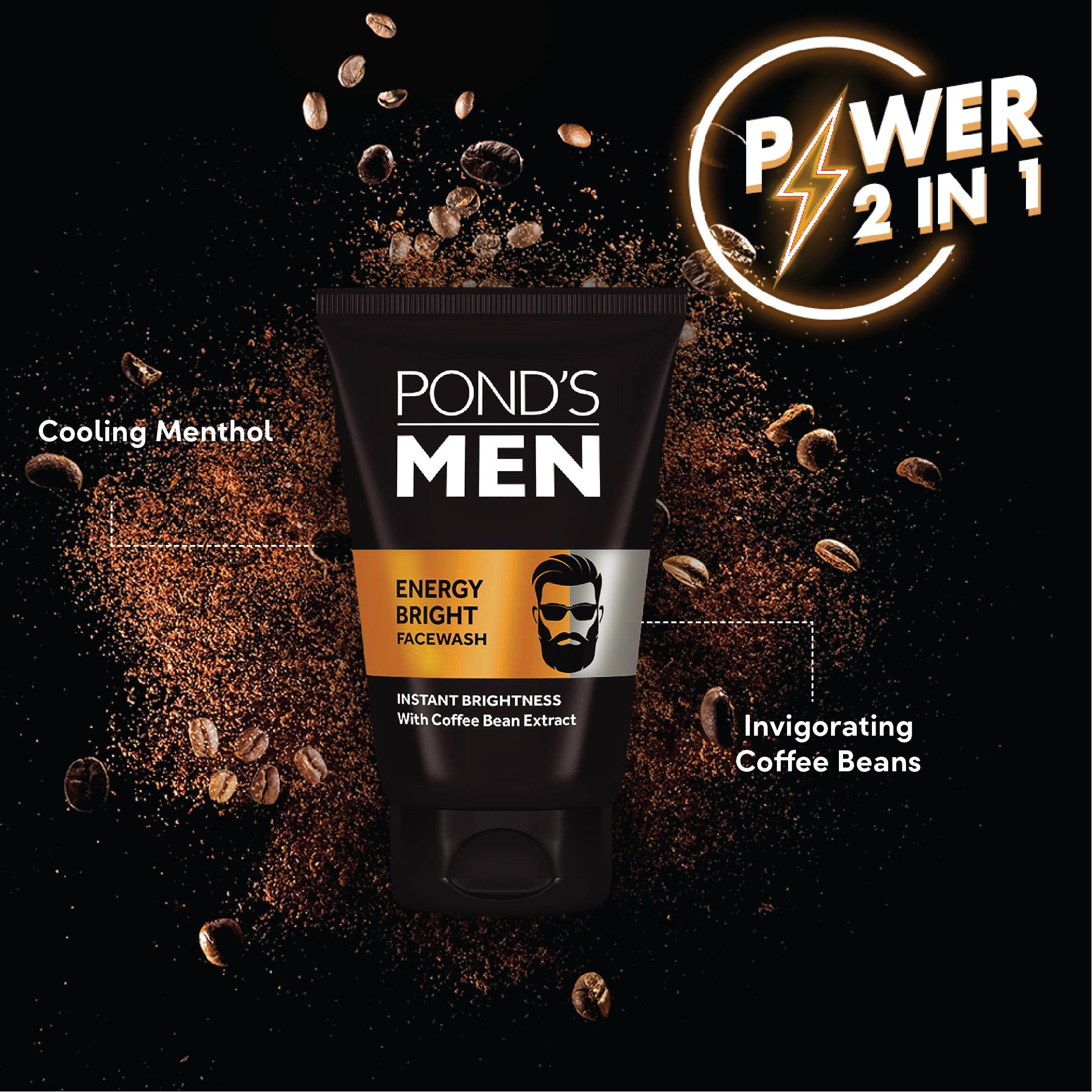 POND'S Men Energy Bright Facewash With Coffee Bean Extracts, (100gm)