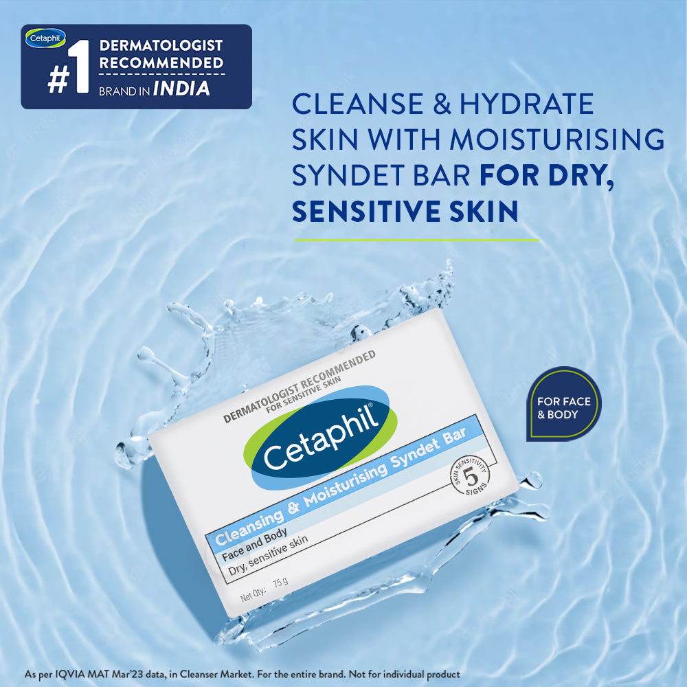 Cetaphil Cleansing & Moisturising Syndet Bar With Shea butter | Dermatologist Recommended