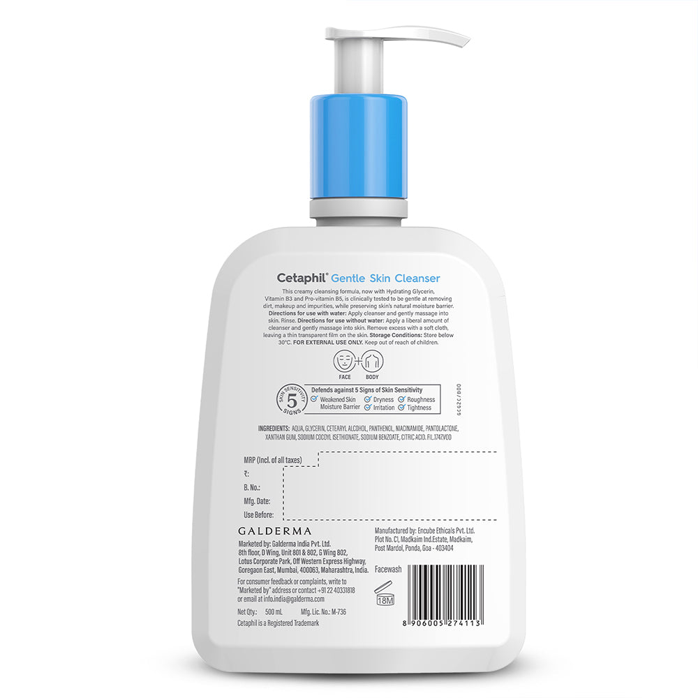 Cetaphil Gentle Skin Cleanser 500 ML | Dermat recommended