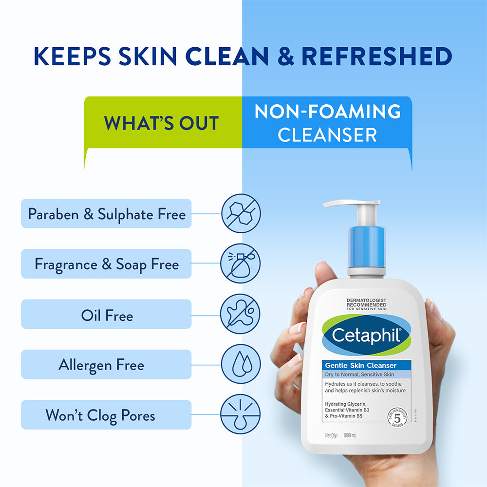Cetaphil Gentle Skin Cleanser 1000 ML | Dermat recommended
