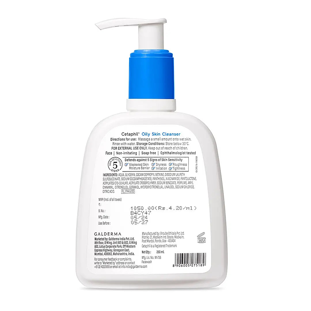 Cetaphil Oily Skin Cleanser 250 ml | Dermat Recommended