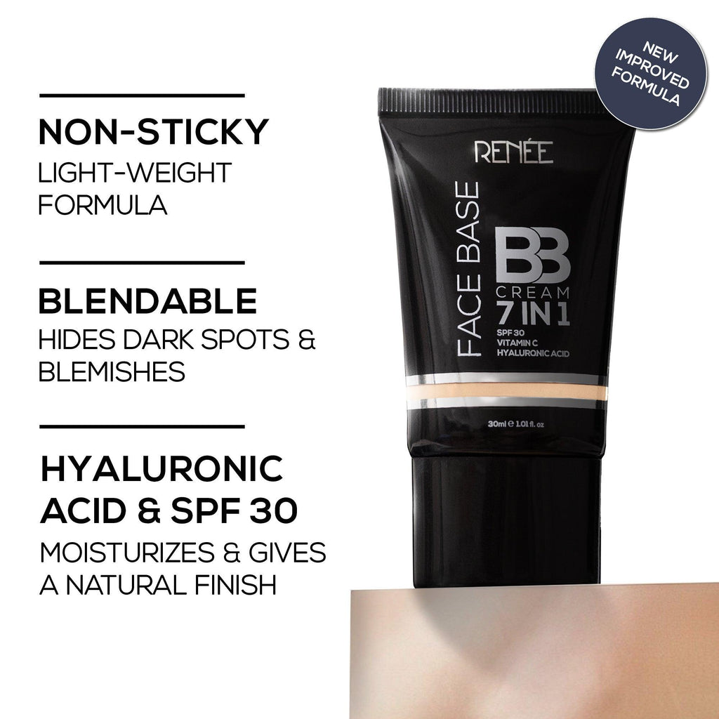 RENEE Face Base 7 in 1 BB Cream with SPF 30, Hyaluronic Acid & Vitamin C, 30 ml